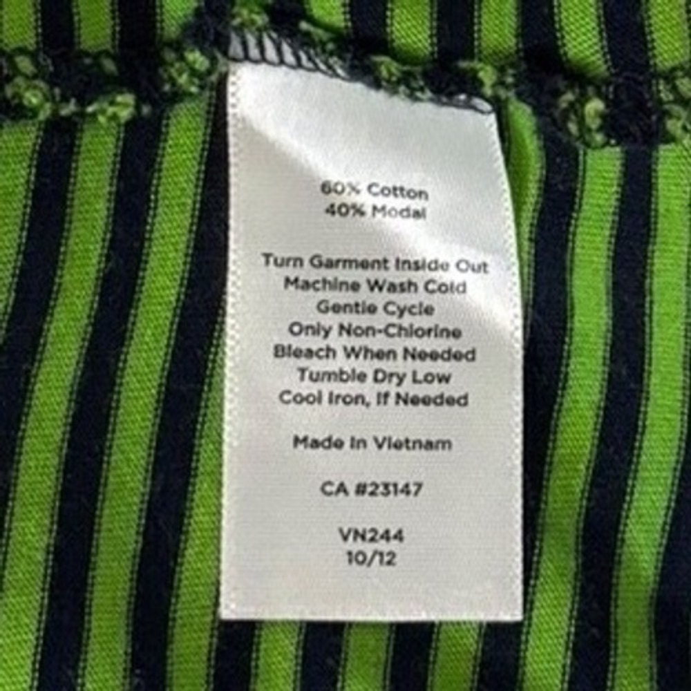Talbots Women's Large Green Navy Blue Striped Scoop Neck Tank Top Picot Trim - Picture 8 of 9